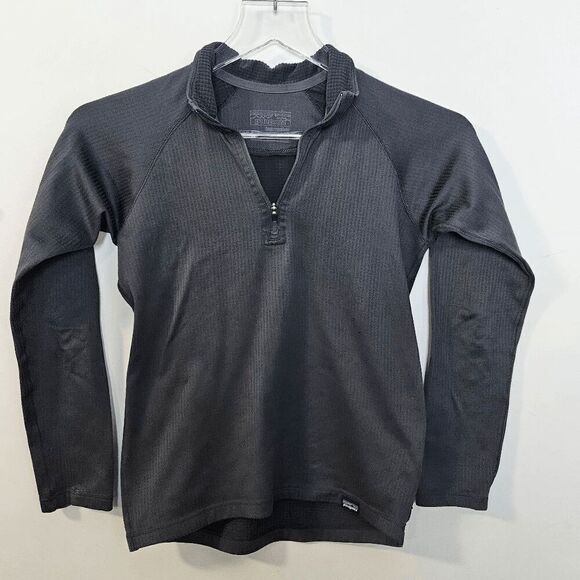 Patagonia Heavyweight Capilene Baselayer quarter zip Shirt Kids Black Size 10 Me - Picture 1 of 6